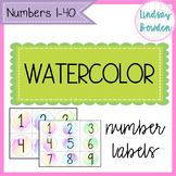 Watercolor Number Labels