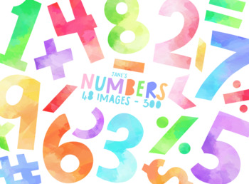 Preview of Watercolor Numbers Clipart