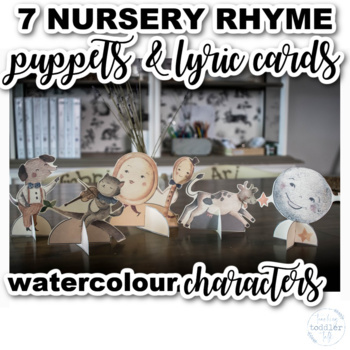 Preview of Watercolor Nursery Rhyme Puppet Printable for Speech Therapy | Literature Circle