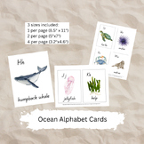 Watercolor Ocean Alphabet Flashcards / Ocean Theme Flash C