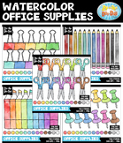 Watercolor Office Supplies Clipart Mega Bundle {Zip-A-Dee-