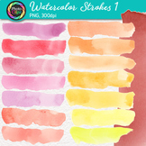 Watercolor Paint Strokes Clipart: 15 Warm Brush Stroke Cli