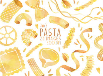 Preview of Watercolor Pasta Clipart