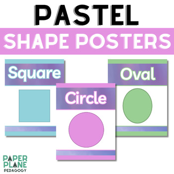 Preview of Watercolor Pastel Classroom Decor | Shape Posters (2D and 3D Shapes)