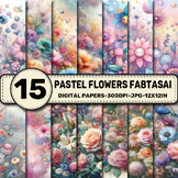 Watercolor Pastel Flowers fabtasai Digital Papers