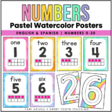 Watercolor Pastel Number Posters 0-20 w/ Ten Frame | Color