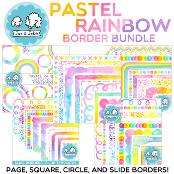 Preview of Watercolor Pastel Rainbow Clipart Border Bundle, Spring and Easter Clip Art