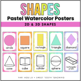 Watercolor Pastel Shape Posters | Colorful 2D & 3D Shapes 