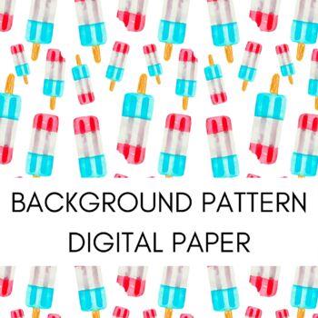 Preview of Watercolor Patriotic Popsicle Digital Scrapbook Paper Pattern Design