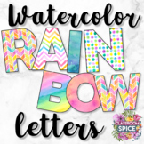 Watercolor Pattern Alphabet Letter & Number Clip Art Bundle