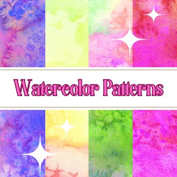 Preview of Watercolor Patterns  Fun and Whimsical Digital Backgrounds