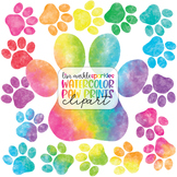 Watercolor Paw Prints Clipart - Pet Puppy Kitten Animal Pr