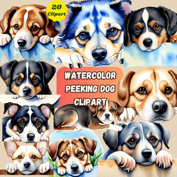 Preview of Watercolor Peeking Dog Clipart