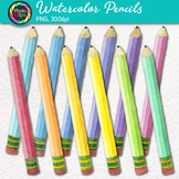 Watercolor Pencil Clipart: 12 Single Rainbow Clip Art, Tra