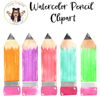 Watercolor Colored Pencils Clipart / Watercolor School Item / Art