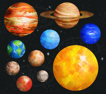 Watercolor Planets Clipart by Digitalartsi | Teachers Pay Teachers