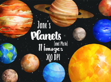 Watercolor Planets Clipart