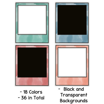 Watercolor Polaroid Picture Frames and Cameras Clip Art | COMMERCIAL USE