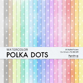 Watercolor Polka Dots Backgrounds, 20 Pastel Digital Paper