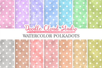 Preview of Watercolor Polkadot digital paper