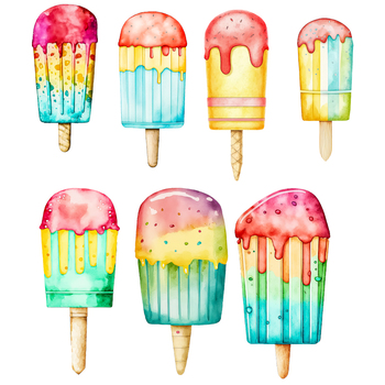 Preview of Watercolor Popsicles Clipart