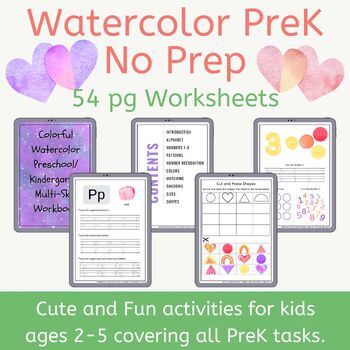 Preview of Morning Work in Watercolor theme for Preschool and Kindergarten