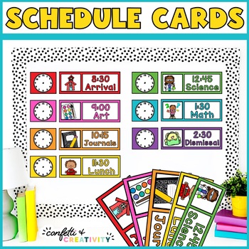 Watercolor Primary Schedule Cards by Confetti and Creativity | TPT