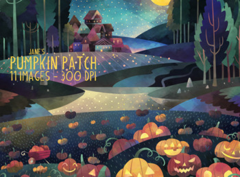 Preview of Watercolor Pumpkin Patch Clipart