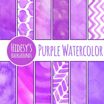 Watercolor Purple Digital Paper / Backgrounds Hand Painted Clip Art ...
