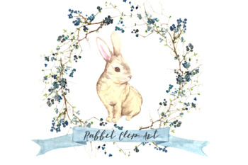 Preview of Watercolor Rabbit Clip Art and Print