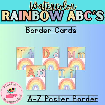 Preview of Watercolor Rainbow ABC's Border |Poster| Letter Cards|Classroom Decoration
