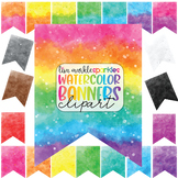 Watercolor Rainbow Banner Bunting Clipart Texture Washes S