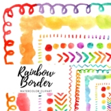 Watercolor Rainbow Border Clipart