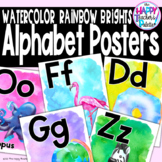 Watercolor Rainbow Brights Alphabet Posters - Classroom Decor