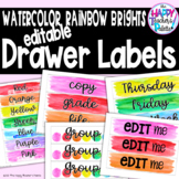 Watercolor Rainbow Brights Sterilite Drawer Labels *Editable