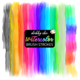 Watercolor Rainbow Brush Strokes Clipart Set 2