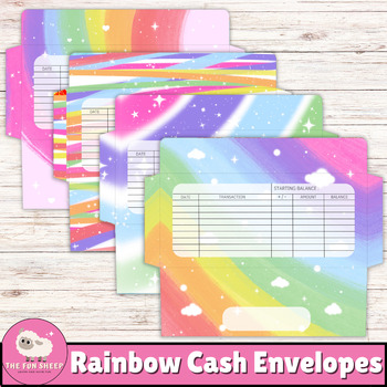 Preview of Watercolor Rainbow Cash Envelopes | Money Envelopes Printable Budget Tracker