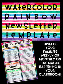 Preview of Watercolor Rainbow Class Newsletter Template