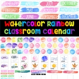 Watercolor Rainbow Classroom Calendar Decoration