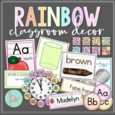 Watercolor Rainbow Classroom Decor Bundle