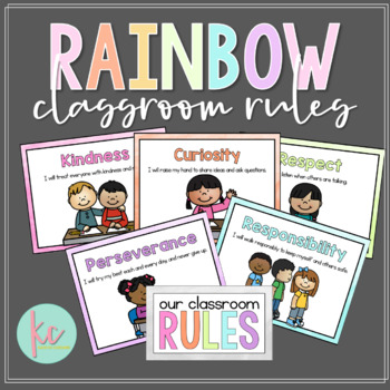 Watercolor Rainbow Classroom Rules, Primary by Kaitlyn Cheshire | TpT