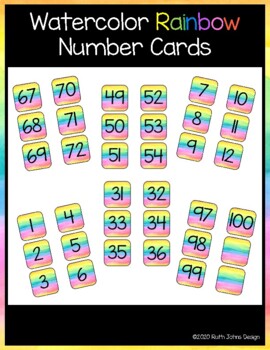 watercolor rainbow numbers 1 100 by ruthie johnson tpt