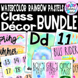 Watercolor Rainbow Pastels Classroom Decor BUNDLE