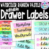 Watercolor Rainbow Pastels Sterilite Drawer Labels *Editable