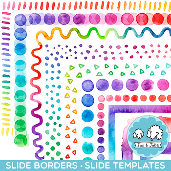 Preview of Watercolor Rainbow SLIDE Border Clipart - Editable Google Slides Templates