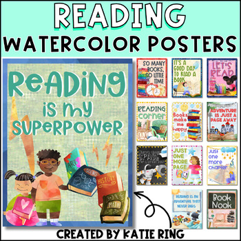 Preview of Watercolor Reading Posters - Colorful Classroom Decor
