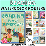 Watercolor Reading Posters - Colorful Classroom Decor