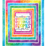Watercolor Rectangle Frame Border Clipart Rainbow