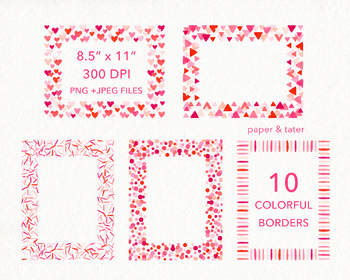 Valentine Watercolor Digital Paper Pack - 8.5 x 11 JPEG