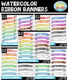 Watercolor Ribbon Banners Clipart Mega Bundle {Zip-A-Dee-D